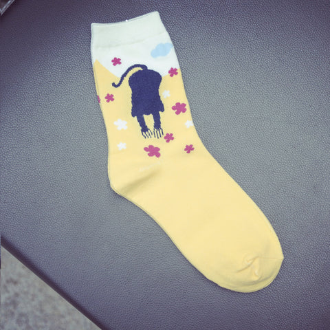 Cute Animal Print Two-Tone Socks