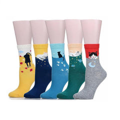 Cute Animal Print Two-Tone Socks