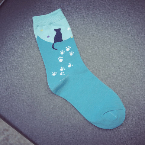 Cute Animal Print Two-Tone Socks