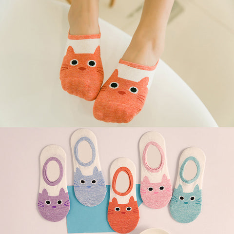 Cute  Cat Print Liner Socks