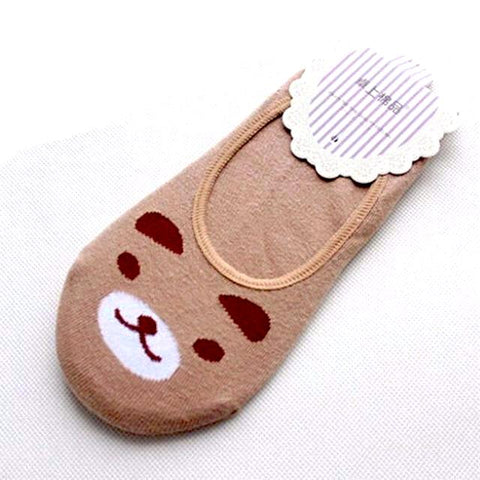 Cotton Cartoon Animal Print Nonslip Liner Socks