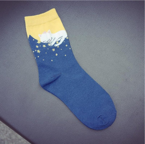 Cute Animal Print Two-Tone Socks