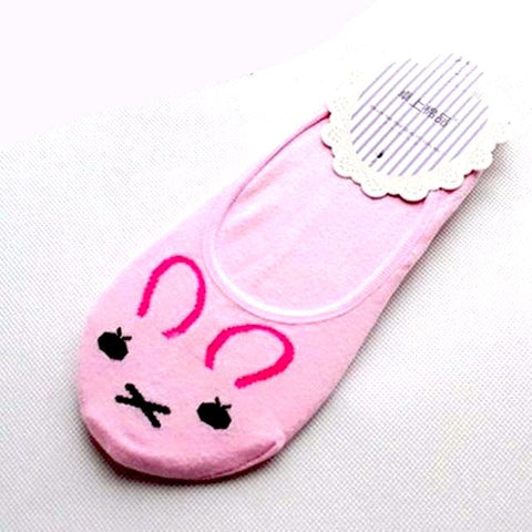 Cotton Cartoon Animal Print Nonslip Liner Socks