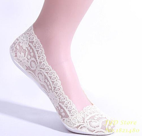 Women's Cotton Lace Invisible Liner Socks