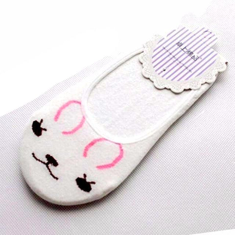 Cotton Cartoon Animal Print Nonslip Liner Socks