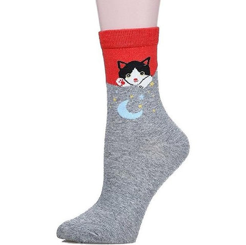 Cute Animal Print Two-Tone Socks