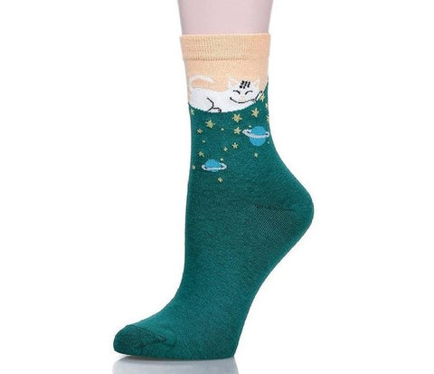 Cute Animal Print Two-Tone Socks