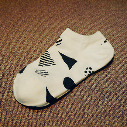 Bamboo Fiber Novelty Black & White Ankle Socks